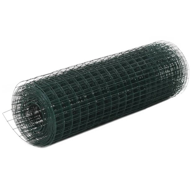 Kippengaas 25x0,5 m staal met PVC coating groen 1