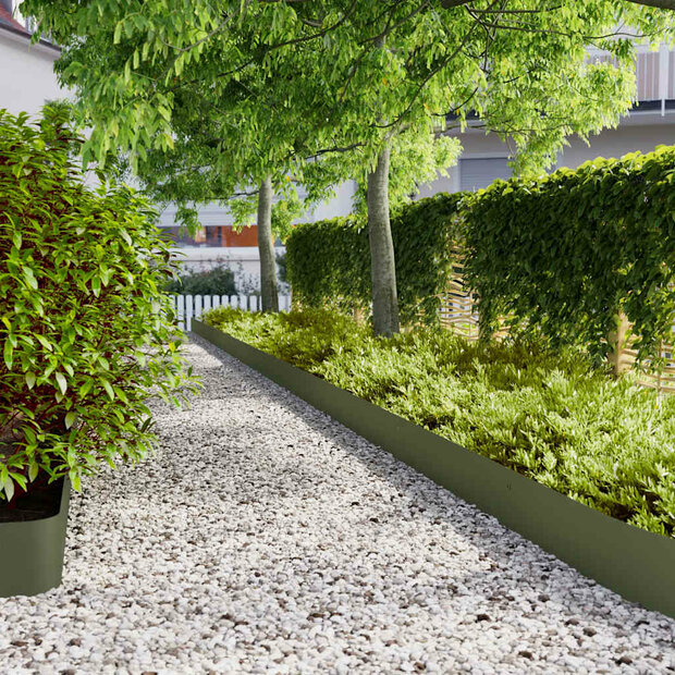 Gazonranden 10 st 20x103 cm koudgewalst staal olijfgroen 1