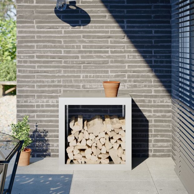 Haardhoutrek 60x40x60 cm staal wit 1