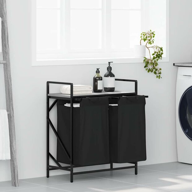 Wasmand 2 vakken met plank grijs sonoma eiken 1