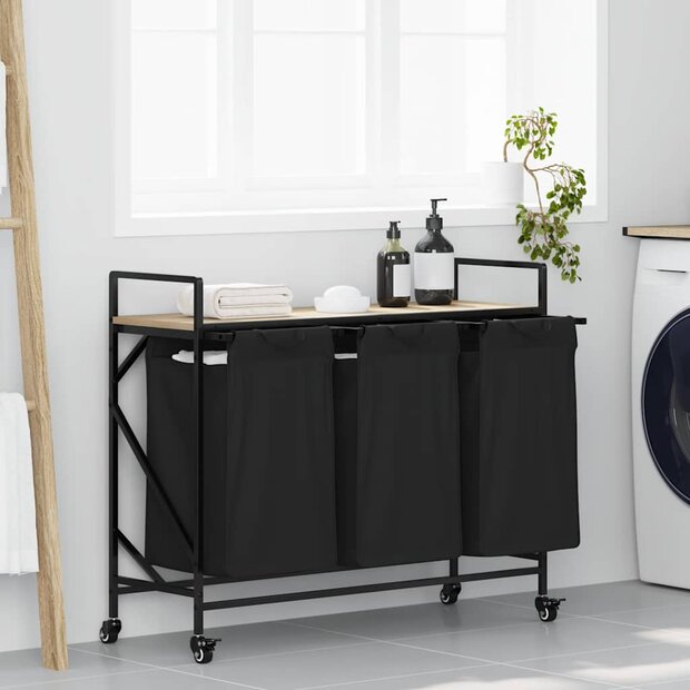 Wasmand 3 vakken met planken sonoma eikenkleurig 1