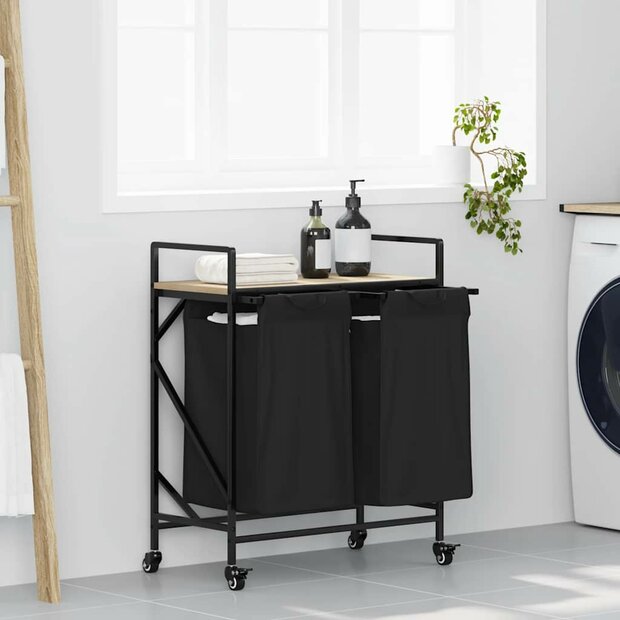 Wasmand 2 vakken met planken sonoma eikenkleurig 1