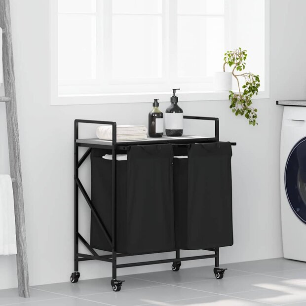 Wasmand 2 vakken met planken grijs sonoma eiken 1