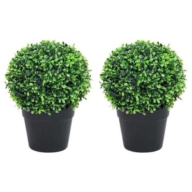 Kunstplanten met pot 2 st buxus bolvorming 37 cm groen 1