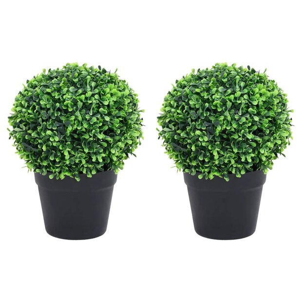 Kunstplanten met pot 2 st buxus bolvorming 27 cm groen 1