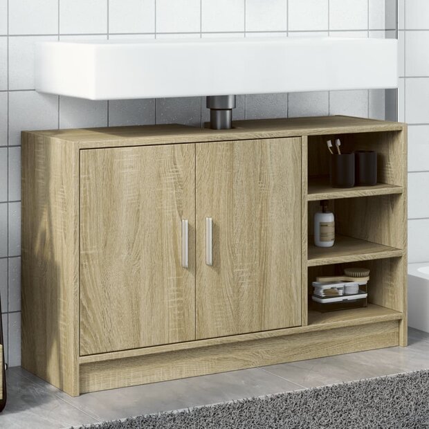 Wastafelkast 90x29x55 cm bewerkt hout sonoma eikenkleurig 1