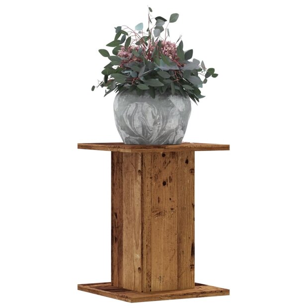 Plantenstandaards 2 st 30x30x40 cm bewerkt hout oud houtkleurig 1