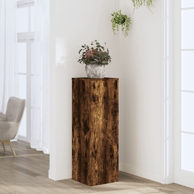 Plantenstandaard 33x33x100 cm bewerkt hout gerookt eikenkleurig 1