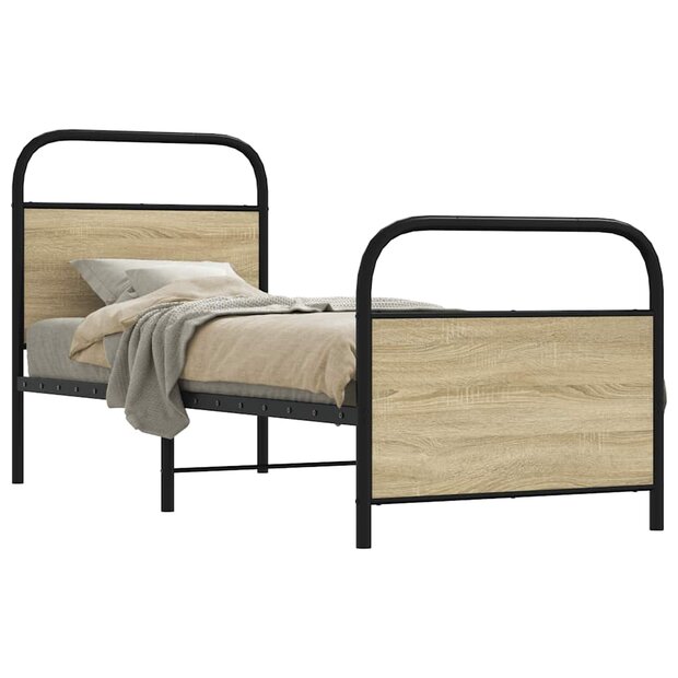 Bedframe zonder matras bewerkt hout sonoma eikenkleur 75x190 cm 1
