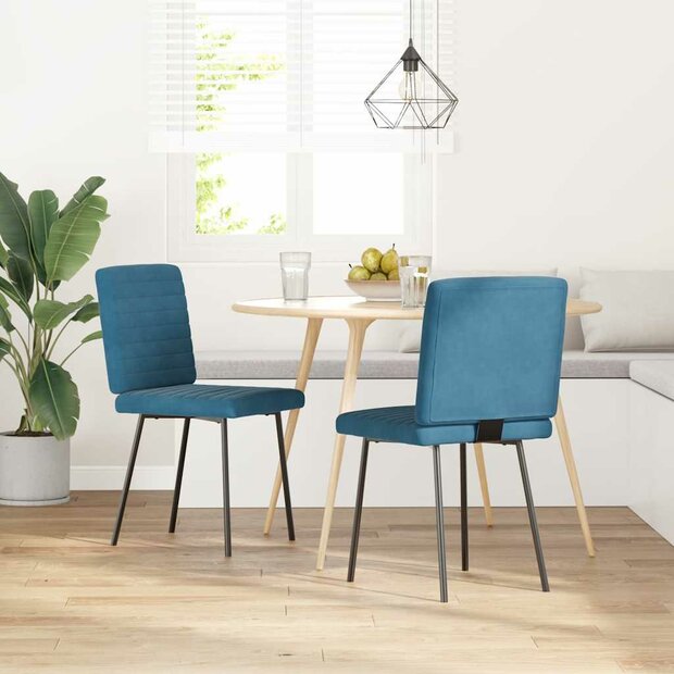 Eetkamerstoelen 2 st fluweel blauw 1