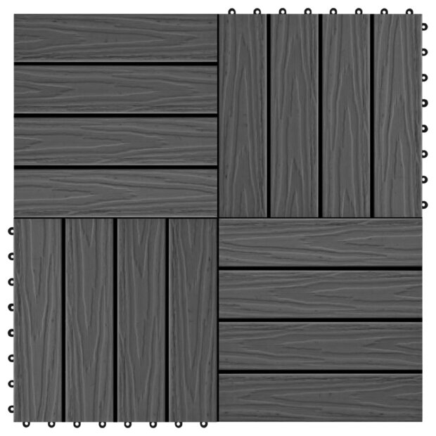 Terrastegels diep reli&euml;f 30x30 cm 1 m&sup2; HKC zwart 11 st 1