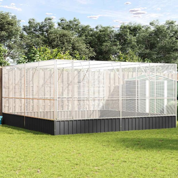 Voli&egrave;re 418x414x212 cm staal zilverkleurig 1