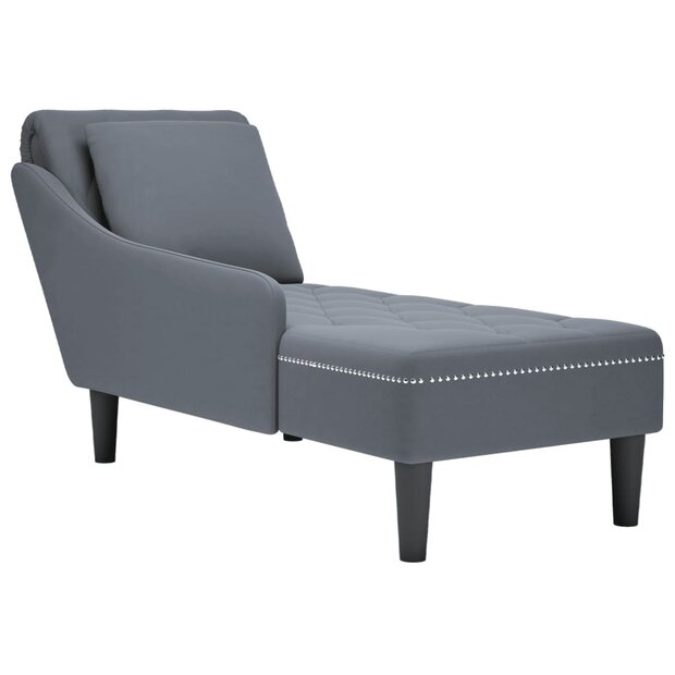 Chaise longue met kussen&amp;rechterarmleuning fluweel donkergrijs 1