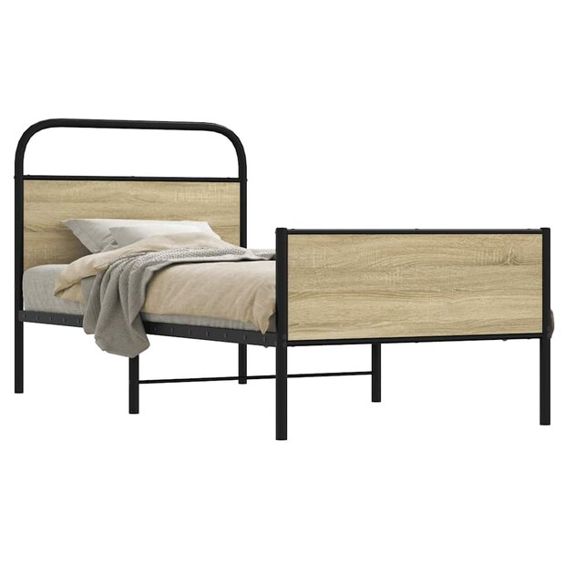 Bedframe zonder matras bewerkt hout sonoma eikenkleur 75x190 cm 1