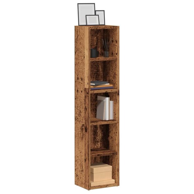 Cd-kasten 2 st 21x16x93,5 bewerkt hout oud houtkleurig 1
