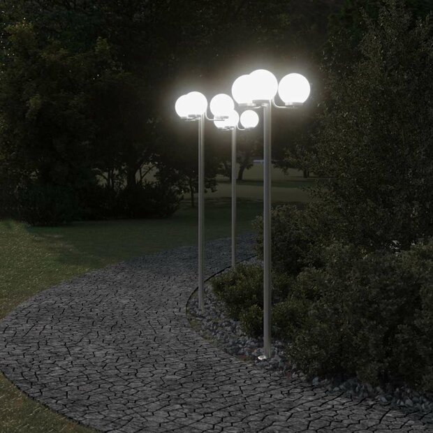 Vloerlamp voor buiten 2 st 215 cm roestvrij staal zilverkleurig 1