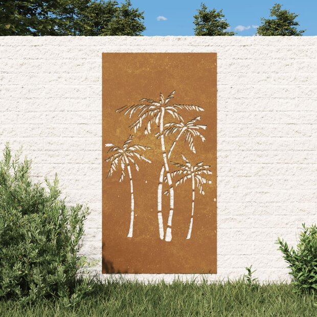 Wanddecoratie tuin palmboomontwerp 105x55 cm cortenstaal 1