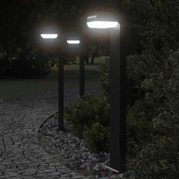 Vloerlampen voor buiten 3 st 80 cm gegoten aluminium zwart 1