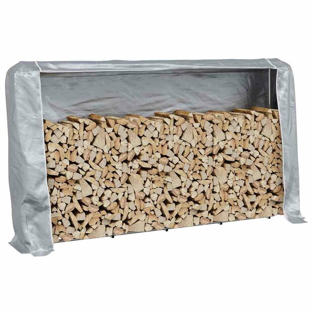 Haardhoutrek met regenhoes 250x25x150 cm gegalvaniseerd staal 1