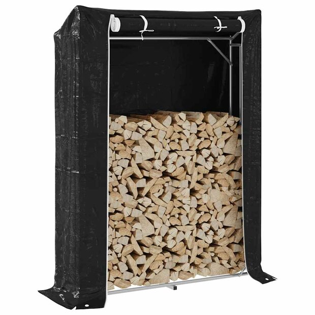 Haardhoutrek met regenhoes 150x40x200 cm gegalvaniseerd staal 1