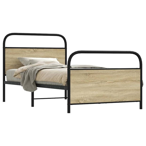 Bedframe zonder matras bewerkt hout sonoma eikenkleur 90x200 cm 1