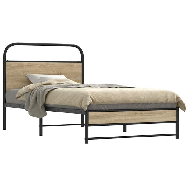 Bedframe zonder matras bewerkt hout gerookt eiken 90x190 cm 1