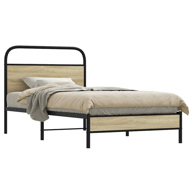 Bedframe zonder matras bewerkt hout sonoma eikenkleur 90x190 cm 1
