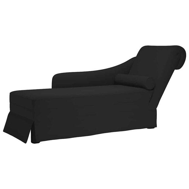 Chaise longue met bolster en rechterarmleuning fluweel zwart 1