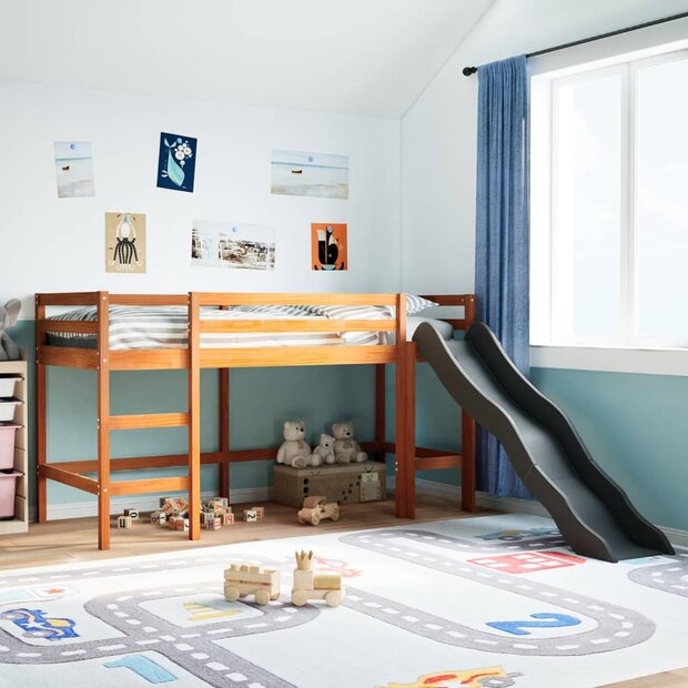 Kinderhoogslaper zonder matras grenenhout wasbruin 80x200 cm 1