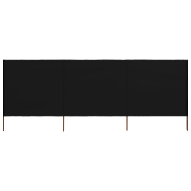 Windscherm 3-panelen 400x160 cm stof zwart 1