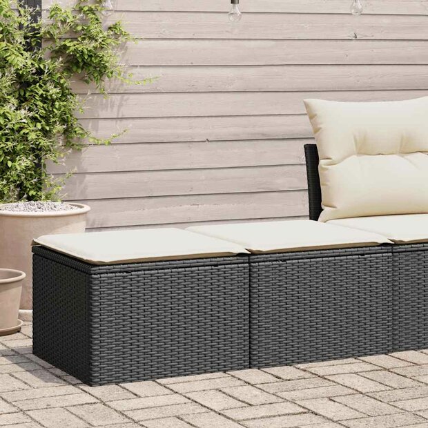 2-delige Loungeset met kussens poly rattan acacia zwart 1