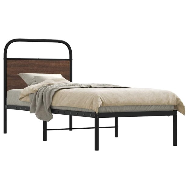 Bedframe zonder matras bewerkt hout bruin eikenkleur 75x190 cm 1