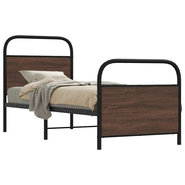 Bedframe zonder matras bewerkt hout bruin eikenkleur 75x190 cm 1