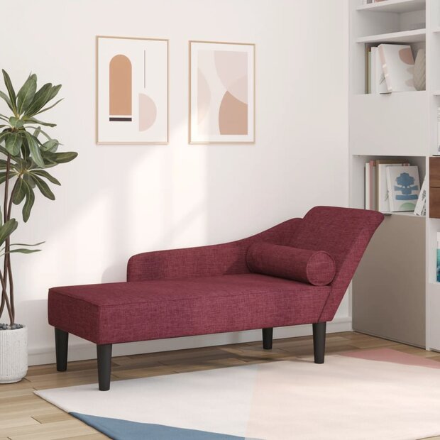 Chaise longue met kussens stof wijnrood 1