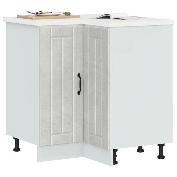 Keuken hoekonderkast Lucca bewerkt hout betongrijs 1