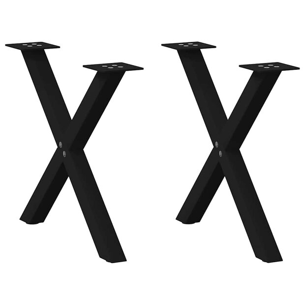Salontafelpoten 2 st X-vormig 60x(42-43) cm staal zwart 1