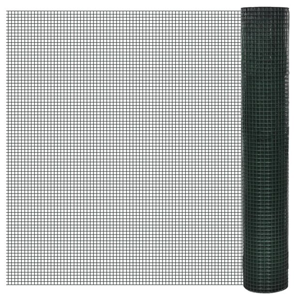 Kippengaas 10x1 m gegalvaniseerd staal met PVC-coating groen 1