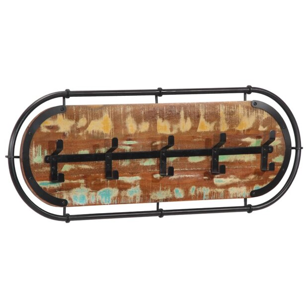 Wandkapstok met 5 haken massief gerecycled hout 1