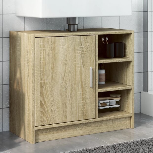 Wastafelkast 63x29x55 cm bewerkt hout sonoma eikenkleurig 1