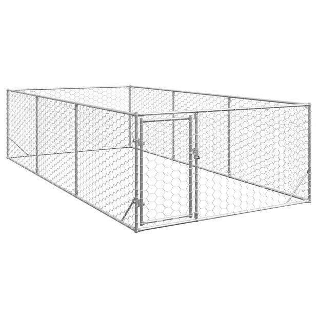 Hondenkennel voor buiten met deur 2x4x1 m gegalvaniseerd staal 1