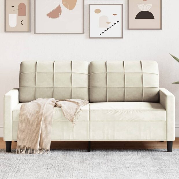 Tweezitsbank 140 cm fluweel cr&egrave;mekleurig 1