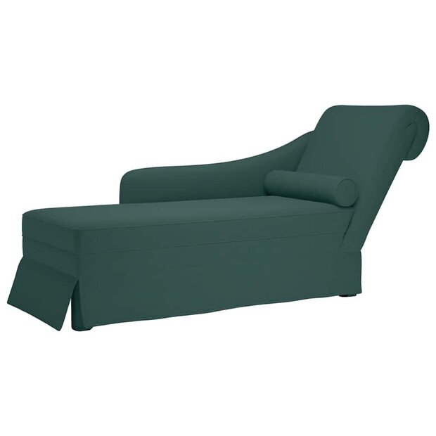 Chaise longue met bolster&amp;rechterarmleuning fluweel donkergroen 1