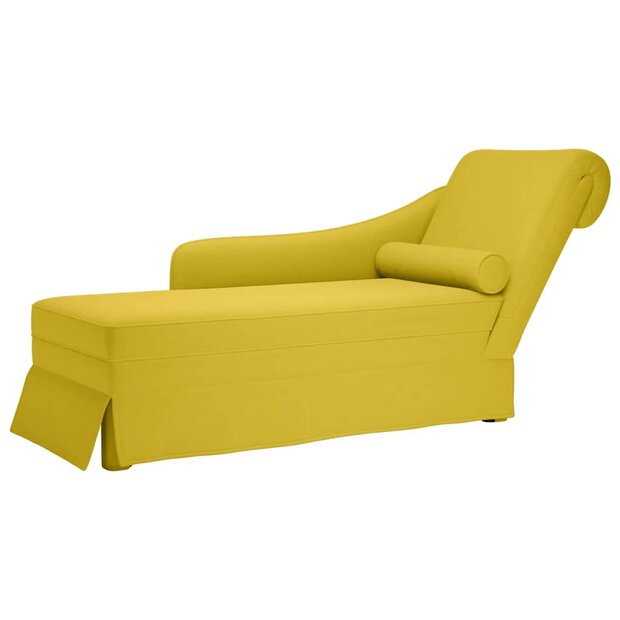 Chaise longue met bolster en rechterarmleuning fluweel geel 1