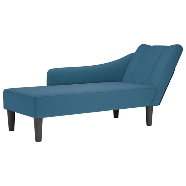Chaise longue met rechterarmleuning fluweel blauw 1