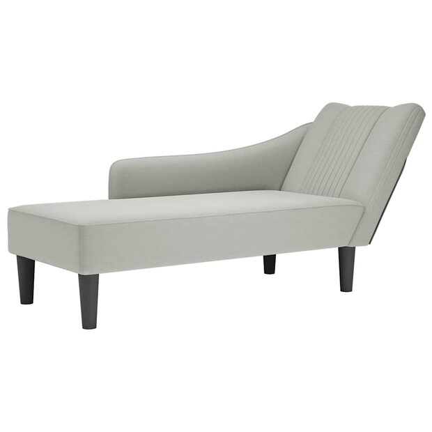 Chaise longue met rechterarmleuning fluweel lichtgrijs 1