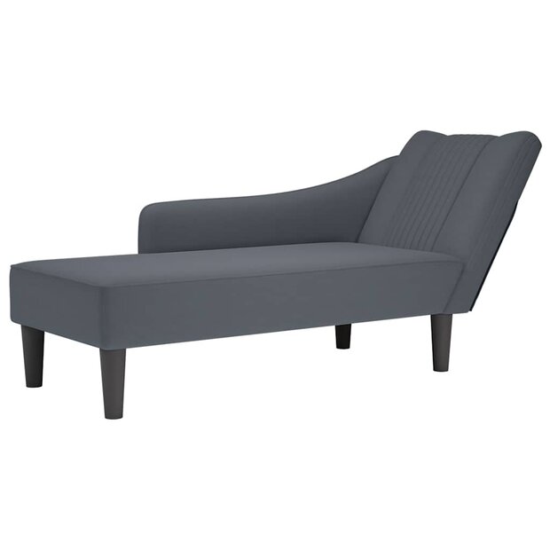 Chaise longue met rechterarmleuning fluweel donkergrijs 1