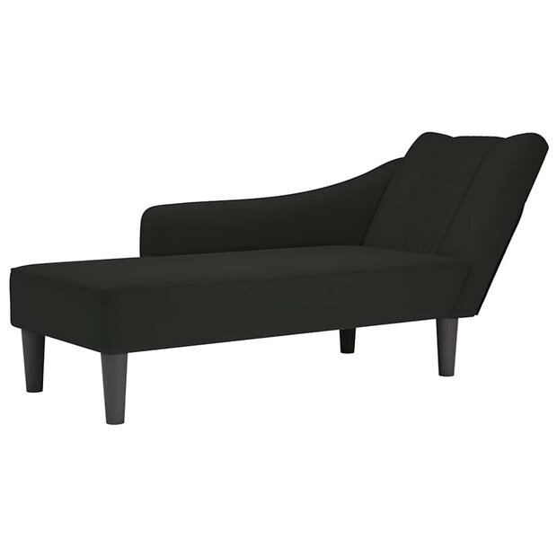Chaise longue met rechterarmleuning fluweel zwart 1
