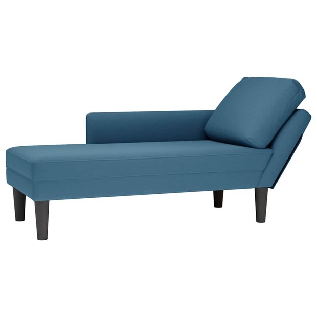 Chaise longue met kussen en rechterarmleuning fluweel blauw 1