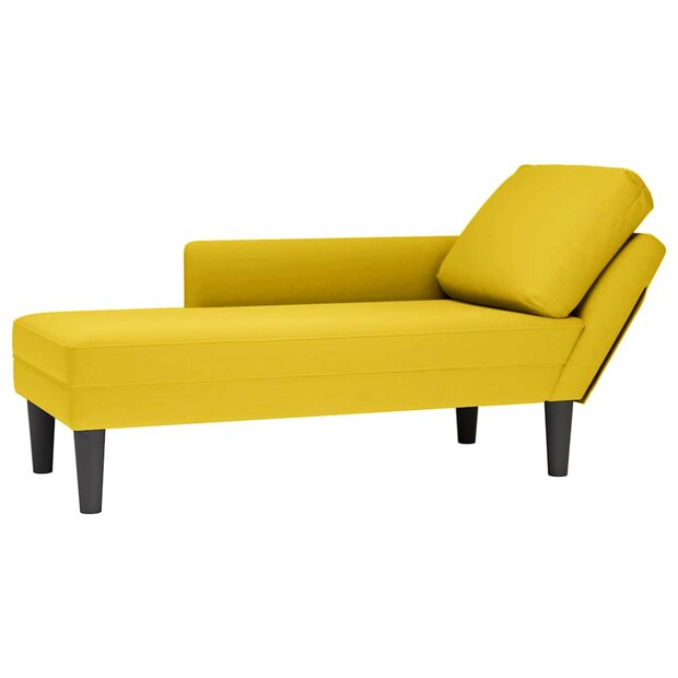 Chaise longue met kussen en rechterarmleuning fluweel geel 1