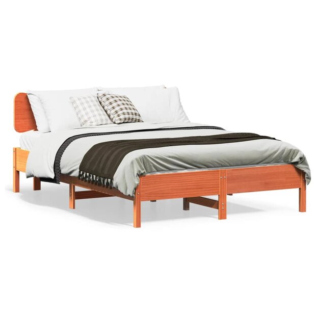 Bed met matras massief grenenhout wasbruin 140x190 cm 1